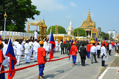 Funeral procession of King Norodom Sihanouk, Royal Palace, Phnom Penh, Cambodia