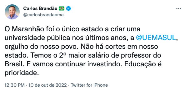 OPOSIÇÃO EM DESESPERO - Brandão nega cortes de verbas para a Uema