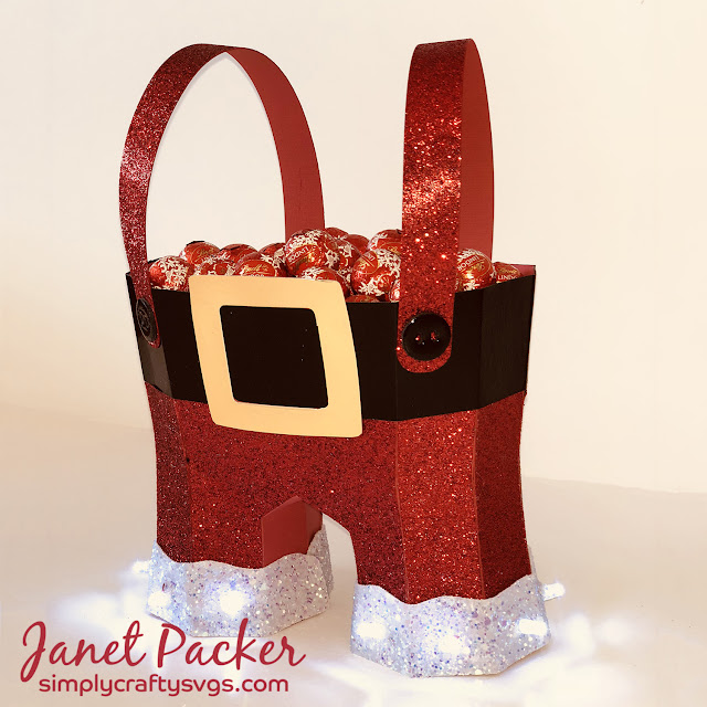 Light Up Santa Pants Box. By Janet Packer CraftingQuine using the SVG cutting file by Simply Craft SVGs. http://www.craftingquine.blogspot.co.uk