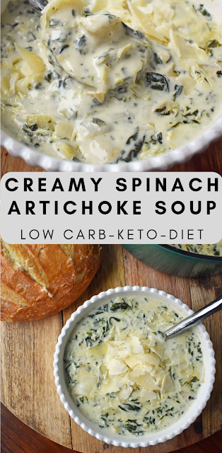 Creamy Spinach Artichoke Soup (Low Carb-Keto-Diet Recipe)