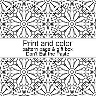 Print and color a pattern page and gift box