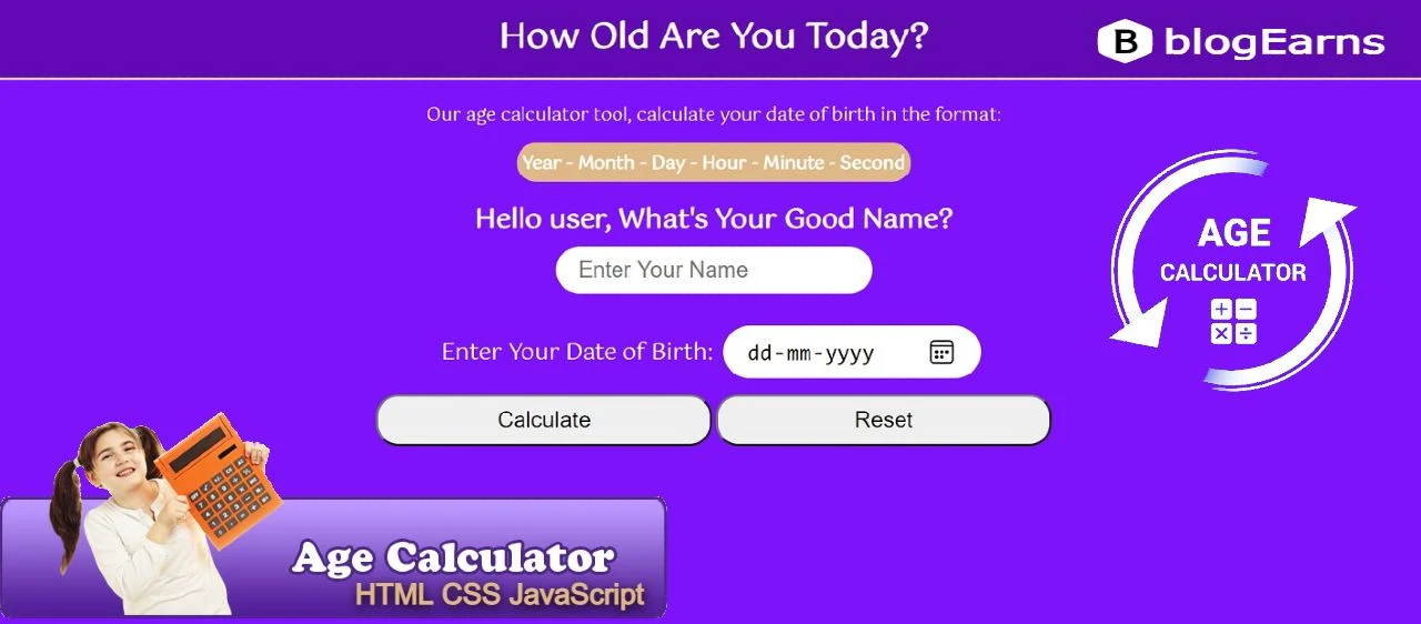 How to create Age Calculator in HTML CSS & JavaScript