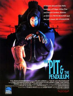 Theatrical release poster for the 1991 film, "The Pit and the Pendulum", depicting the Inquisitionist Torquemada holding a pendulum.
