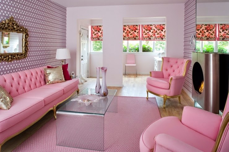 Celebrity Homes Let s explore cute Pink  living  room  Decor  
