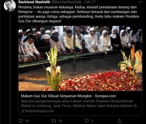 Polemik Museum SBY, Rachland Nashidik Ungkit Makam Gus Dur Dibangun Negara