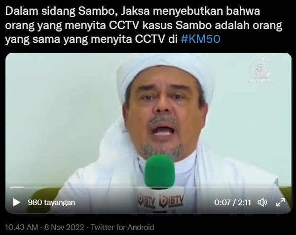 Habib Rizieq Minta Kapolri Cari CCTV Kasus Km50 yang Disita orangnya Sambo: CCTV itu Kunci Bahwa 6 Laskar FPI Semua Masih Hidup di Km50, Siapa Komandan di Mobil Land Cruiser Hitam