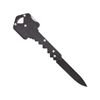 KEY-101 Straight Edge Hard Cased Black Finish Folding Knife, 1.5-Inch
