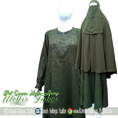 Set Gamis Embos Hijau Army