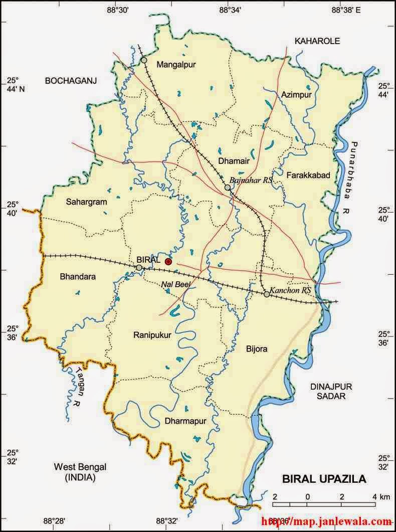biral upazila map of bangladesh