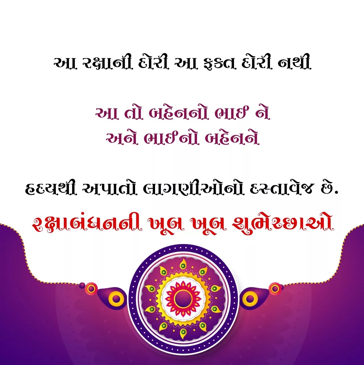 Raksha Bandhan Wishes in Gujarati