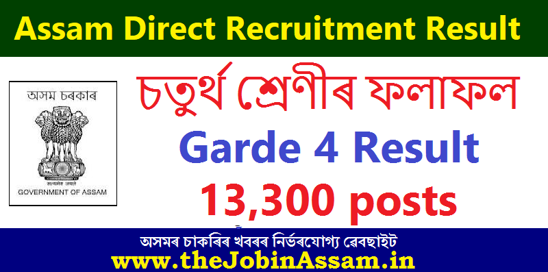 Assam Direct Recruitment Grade 4  Result 2023 - ADRE Grade 4 Result.