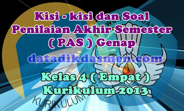 Soal PAS / UKK Kelas 4 Semester 2 Kurikulum 2013 