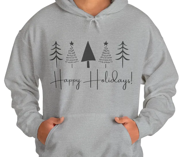 Unisex Minimalist Festive Happy Holidays Christmas Heavy Blend™ Hooded Sweatshirt
