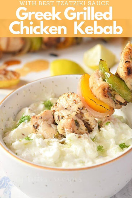 Get your grill out this Summer and try these delicious Chicken Souvlaki  Greek Chicken Kabobs (With Authentic Tzatziki Sauce Recipe)