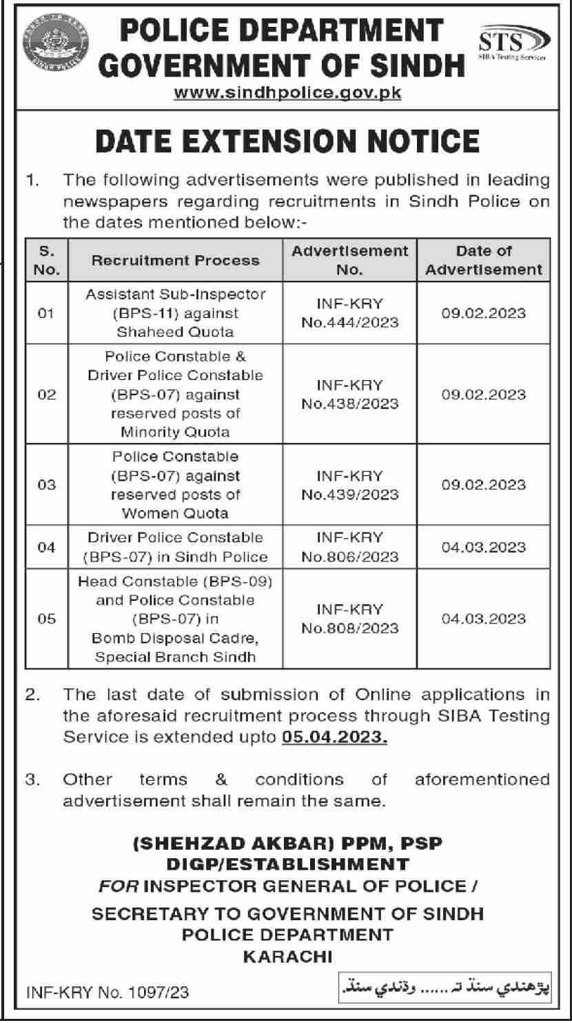 Sindh Police Jobs 2023