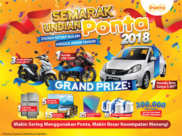 Semarak Undian Ponta 2018 Berhadiah Honda Brio Satya dan Honda CBR 150R