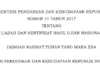 Permendikbud Nomor 14 Tahun 2017 dan Perka Balitbang Tentang Ijazah dan SHUN Satuan Pendidikan Dasar dan Menengah TP 2016/2017