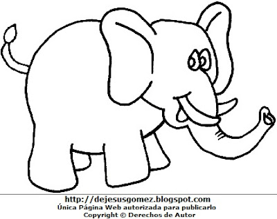 Imagen de un elefante para colorear, pintar o imprimir. Dibujo del elefante de Jesus Gómez