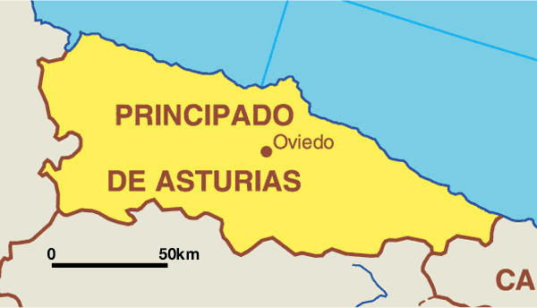 Kaart Spanje Vakantie Provincies: Kaart Asturië en Oviedo ...