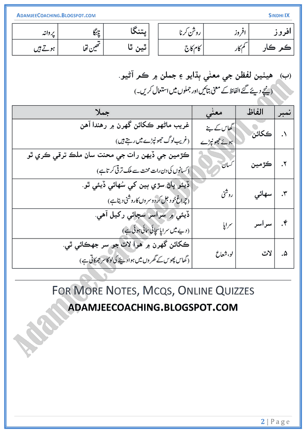 diya-words-meanings-and-idioms-sindhi-notes-for-class-9th