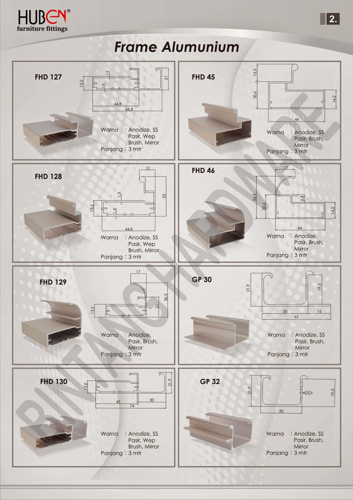 Frame Aluminium Merk Huben Bintang Hardware Jual 