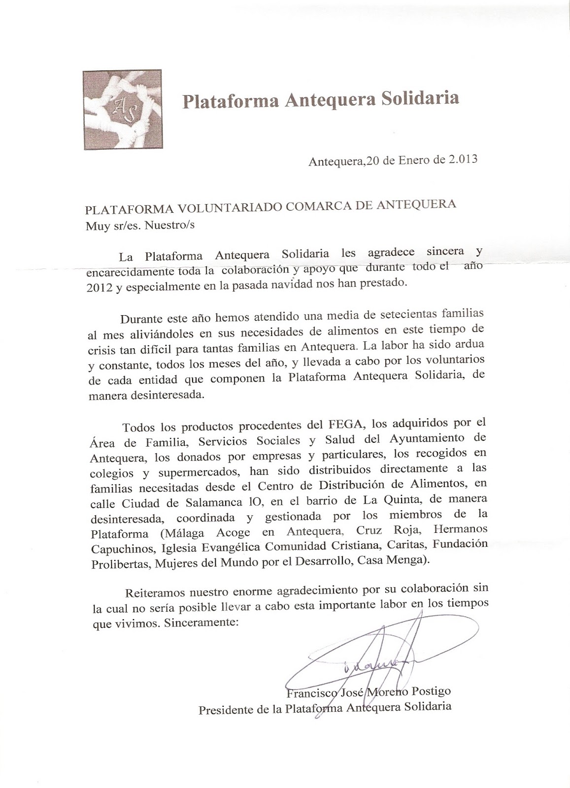 Plataforma del Voluntariado Comarca Antequera: CARTA DE 