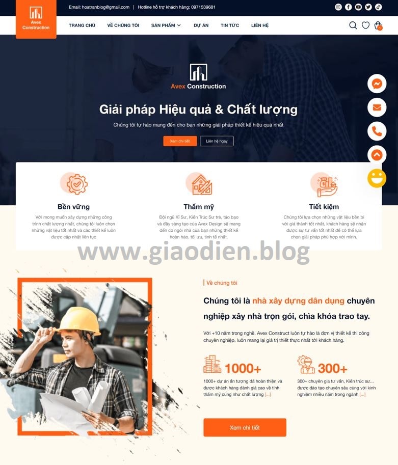 Template blogspot thi công xây dựng