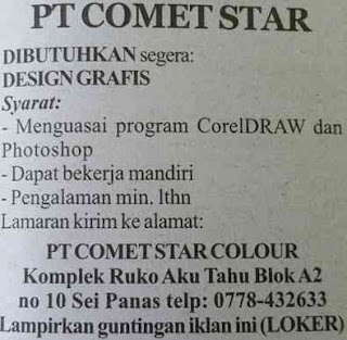 Lowongan Kerja Batam Comet Star Colour