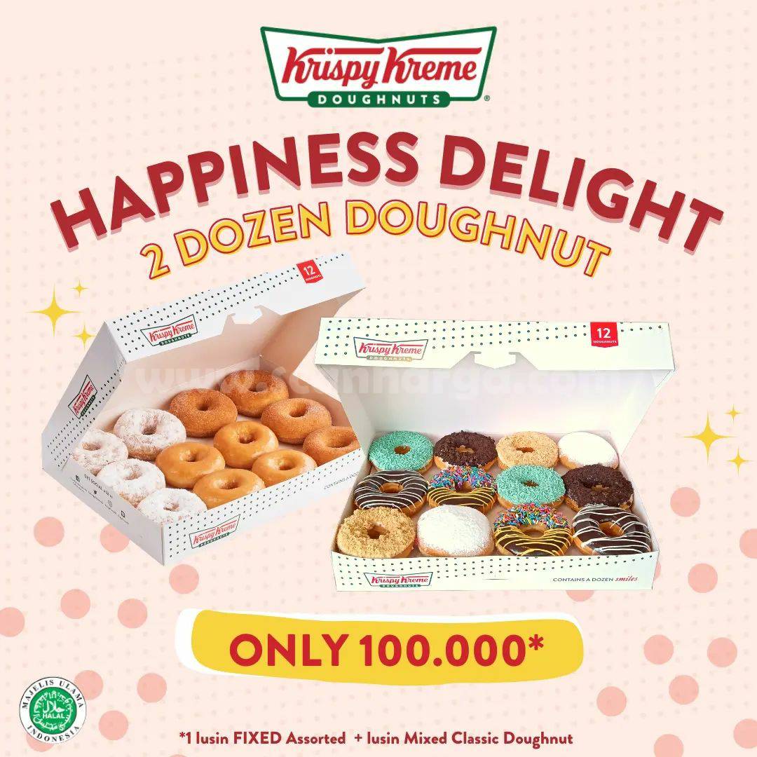 KRISPY KREME Promo Happiness Delight – 2 Lusin Donat cuma 100RB