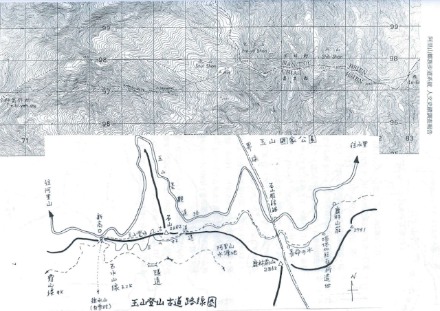 玉山登山古道路線圖