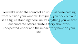 You wake up to the sound of an unusual noise coming from outside your window. Intrigued, you peek out and see a figure standing there, unlike anything you've ever encountered before. Write a story about this unexpected visitor and the impact they have on your life.