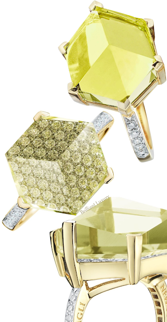 ♦Paolo Costagli lemon citrine, diamonds ring & green amethyst ring #brilliantluxury