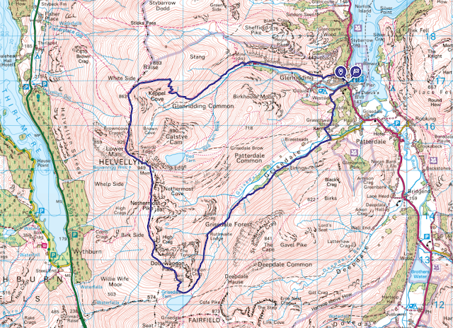 Helvellyn walk best route map Glenridding Striding edge Lake District