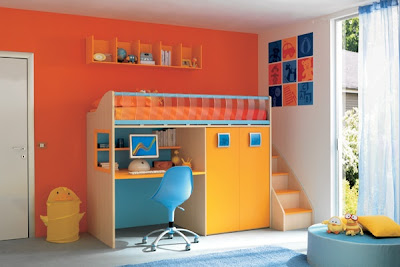 habitación para niño naranja
