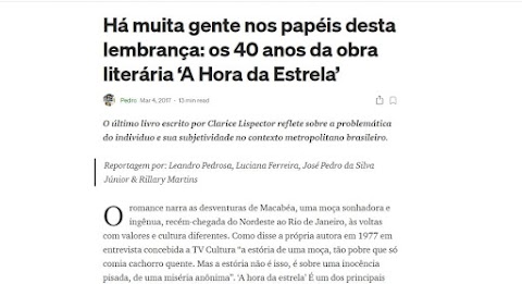 Há muita gente nos papéis desta lembrança: os 40 anos da obra literária ‘A Hora da Estrela’