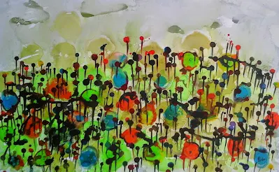 The Gathering- Abstract Art Expressionism by Miabo Enyadike