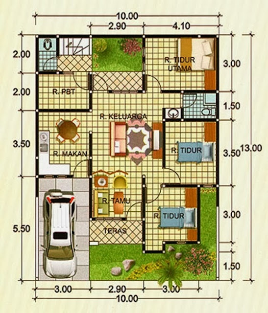 Denah rumah minimalis type 90