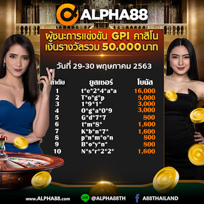 ประกาศรายชื่อ ผู้ชนะการแข่งขัน คาสิโน GPI ทัวร์นาเมนต์ ครั้งที่ 25 ประจำวันที่ 29 - 30 พฤษภาคม 2563