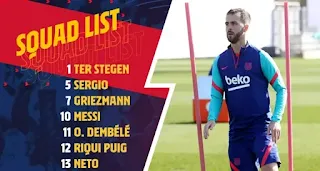 Barca announce 20-man squad for Sevilla tie with Dest, Araujo, Pjanic, Braithwaite all out