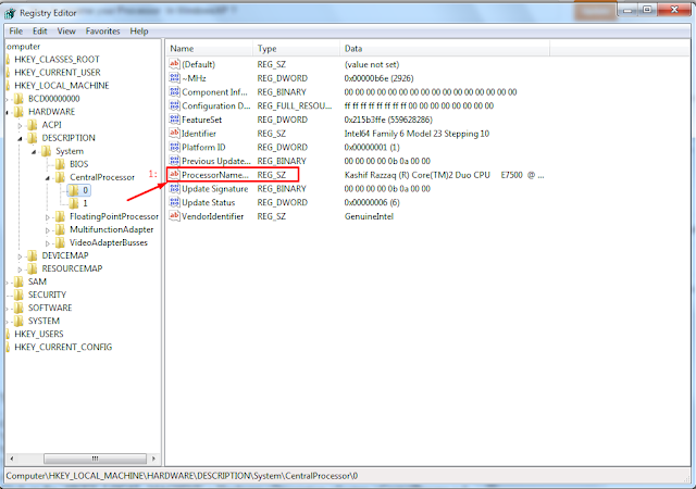 How to rename your Processor  In WindowsXP ?
