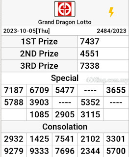 Grand Dragon Lotto live result today 6 October 2023