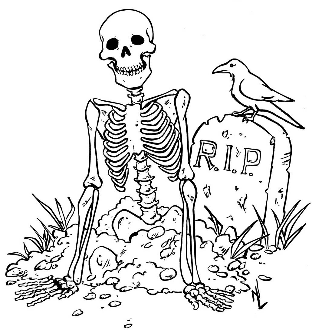 skeleton halloween coloring pages printable