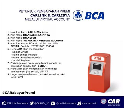Cara Pembayaran Premi 3i-Networks ( CARLink Pro Mixed ) melalui ATM Bank Mandiri, Bank BCA, Bank BRI.