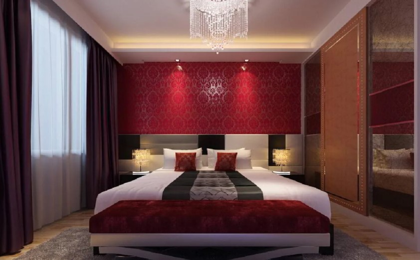 red two colour combination for bedroom walls