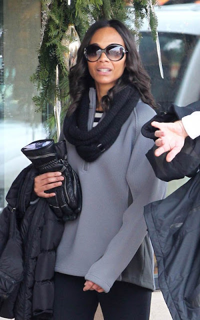 Zoe Saldana out for a day of skiing in Aspen