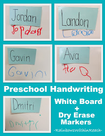 photo of: Preschool fine motor development, Sign-in system