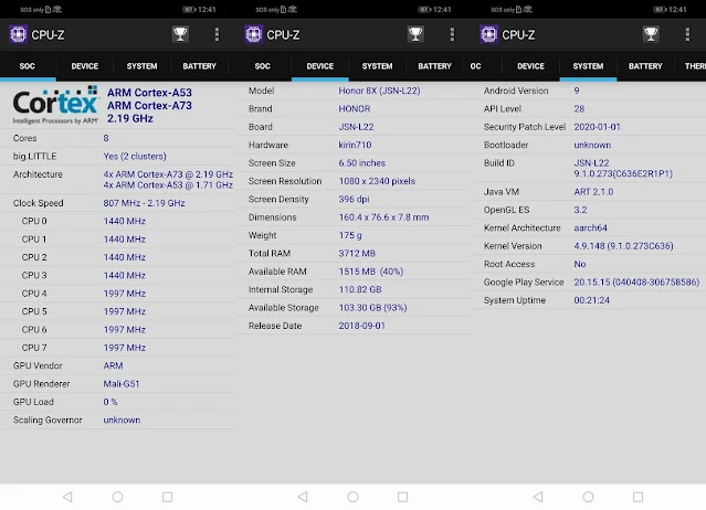 CPU-Z Honor 8X