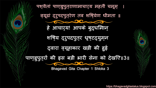 Bhagwat Geeta Adhyay 1 Shloka 3 | Bhagavad Gita Status in Hindi Geeta Quotes  Gyan & Updesh
