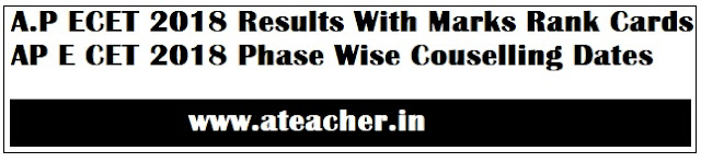 A.P ECET 2018 Results With Marks Rank Cards - AP E CET 2018 Phase Wise Couselling Dates