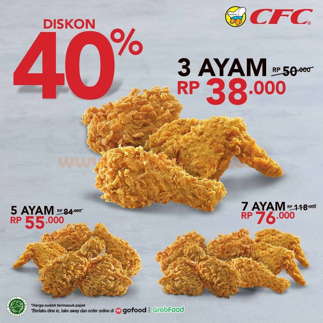 CFC Promo DISKON hingga 40% khusus pemesanan via GOFOOD & GRABFOOD